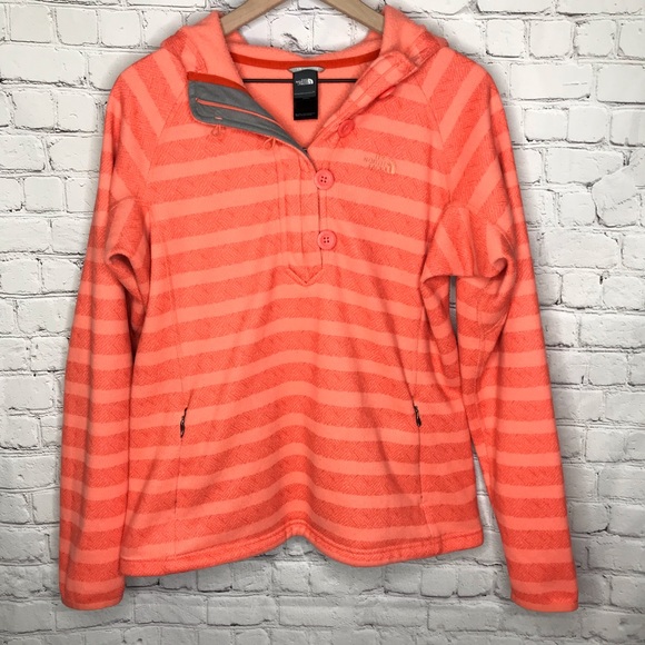 The North Face Jackets & Blazers - The North Face Orange stripe pull over fleece sz L